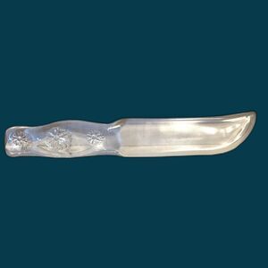 Cryst-O-Lite Depression Clear Glass Cake Knife Floral Handle USA